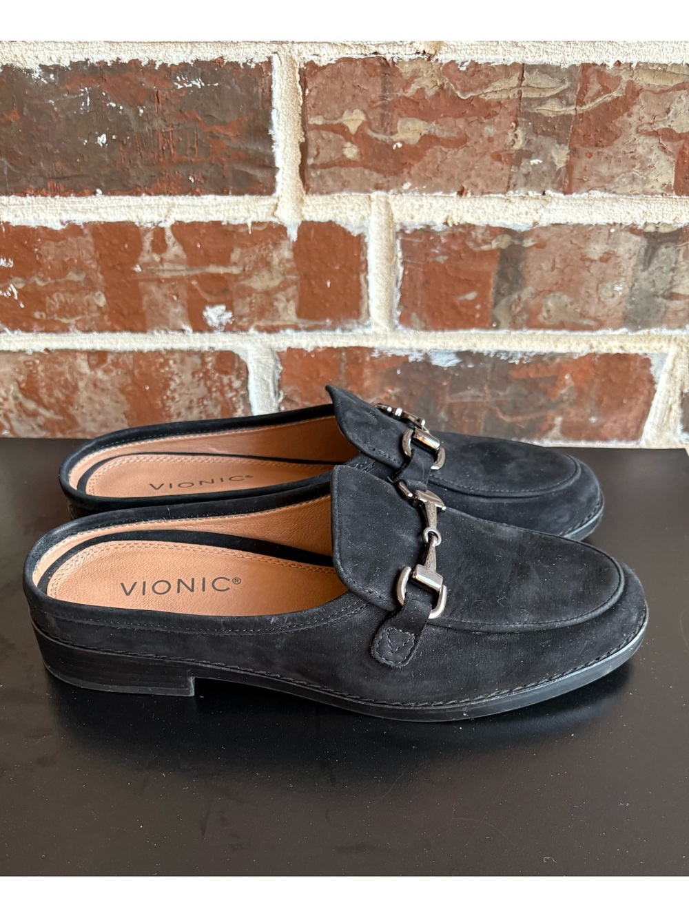 Vionic Salie Black Suede Horsebit Detail Slip-on Mules Size 7.5 - Picture 2 of 14